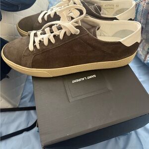Saint Laurent Dark Brown and Cream Men's Sneakers